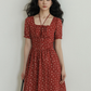 Square Neck Flower Mini Dress VAS0195