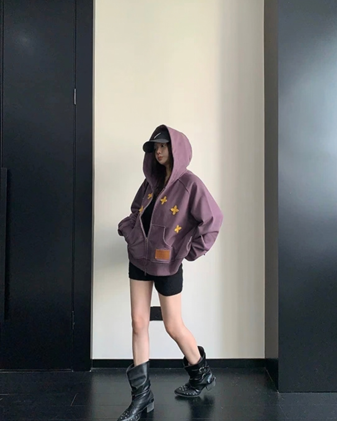 Patch Embroidered Distressed Hoodie  YLS1047