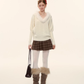Fur Collar Cable Knit Top ASG0077