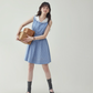 Blue Plaid Sleeveless Collar Dress AMU0031