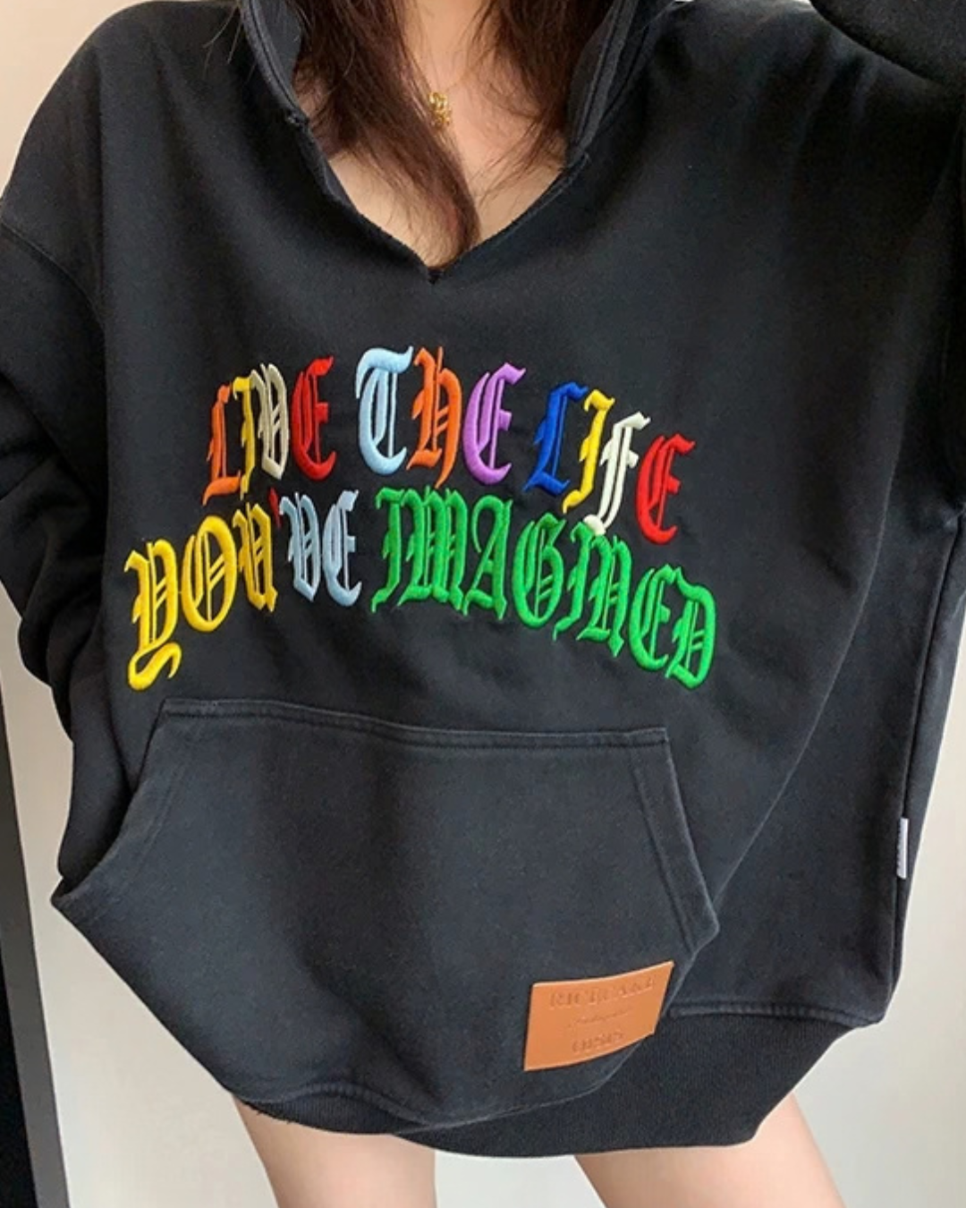 Key Neck Rainbow Logo Sweat Hoodie YLS1058