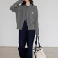 Round Neck Long Sleeve Knit Cardigan VAS0139