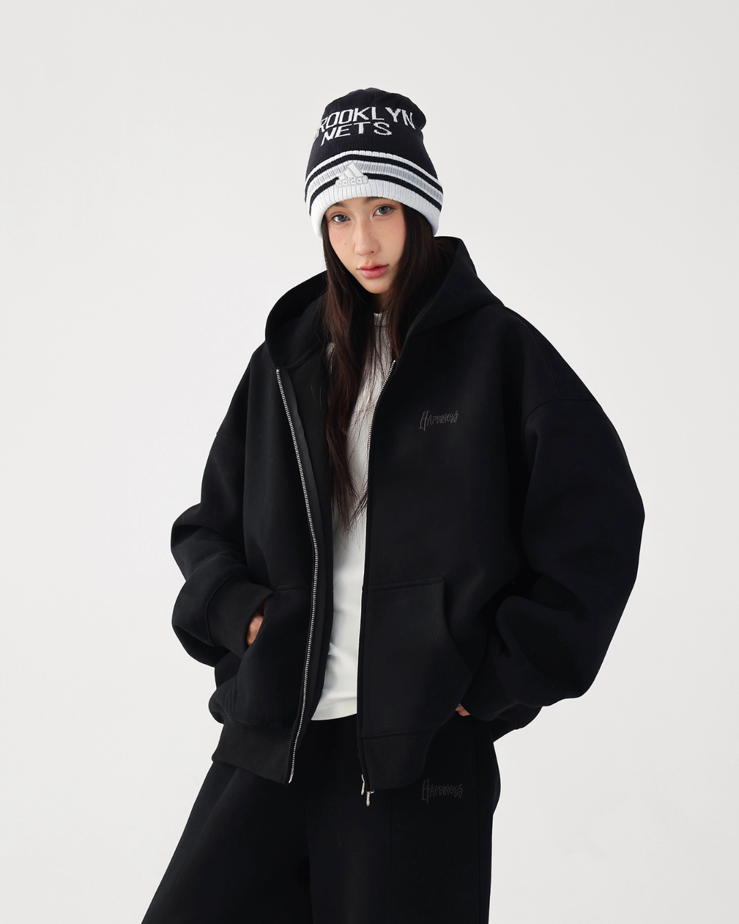 Basic Simple Zip Hoodie / Wide Sweatpants ACS0327