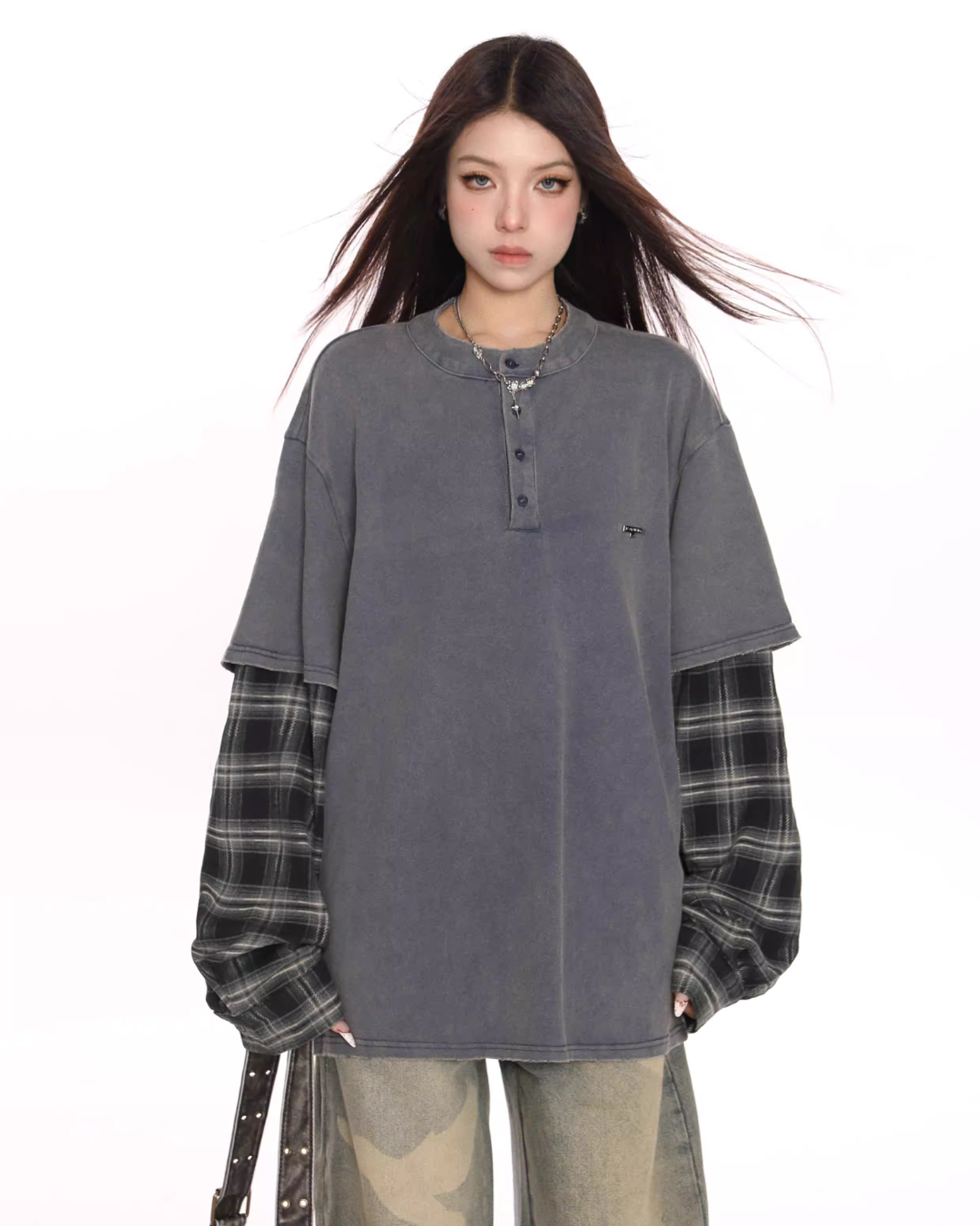 Plaid Two-Piece Long Sleeve T-Shirt BGS0046