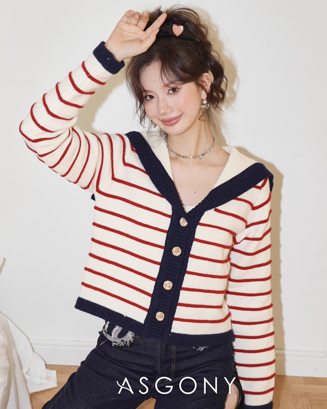 Stripe Retro Collar Knit ASG0054