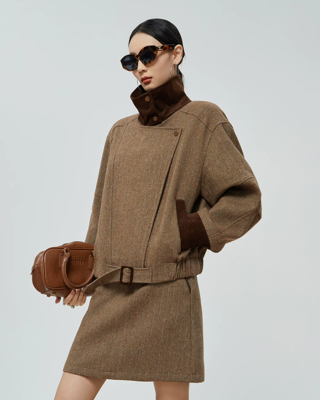 Wool-Like Short Jacket / Mini Skirt FER0379