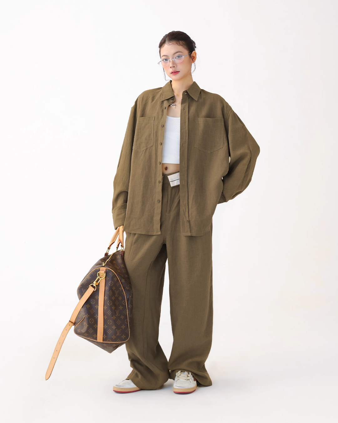 Relax Linen Long Sleeve Shirt / Wide Leg Pants ACS0287