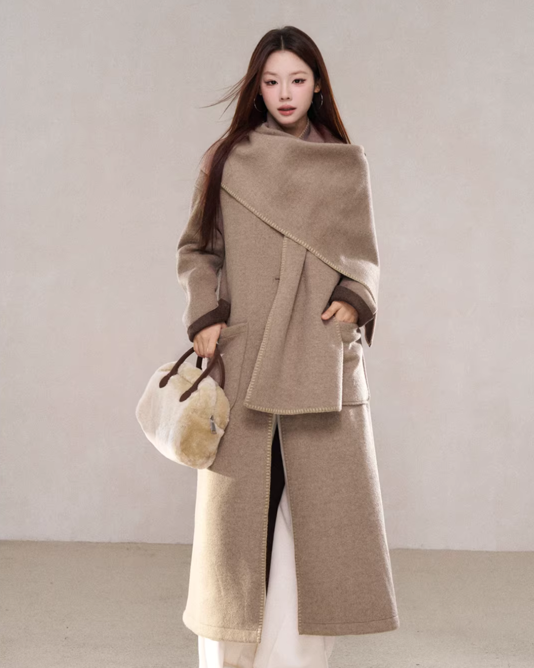 Scarf Collar Wool Coat WDB0004