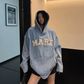 Oversize Retro Embroidered Denim Hoodie YLS1077