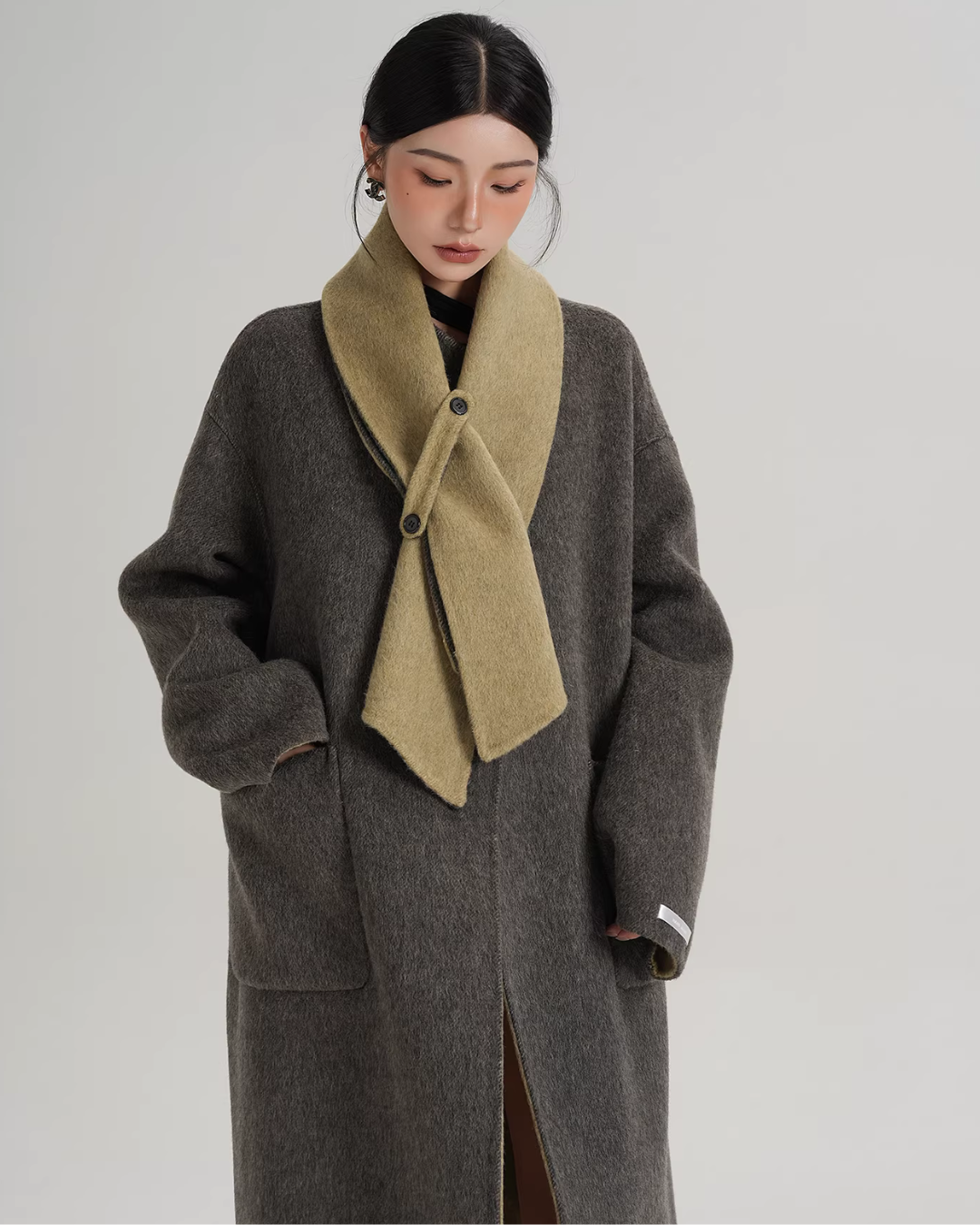 Scarf Collarless Coat SRS0412