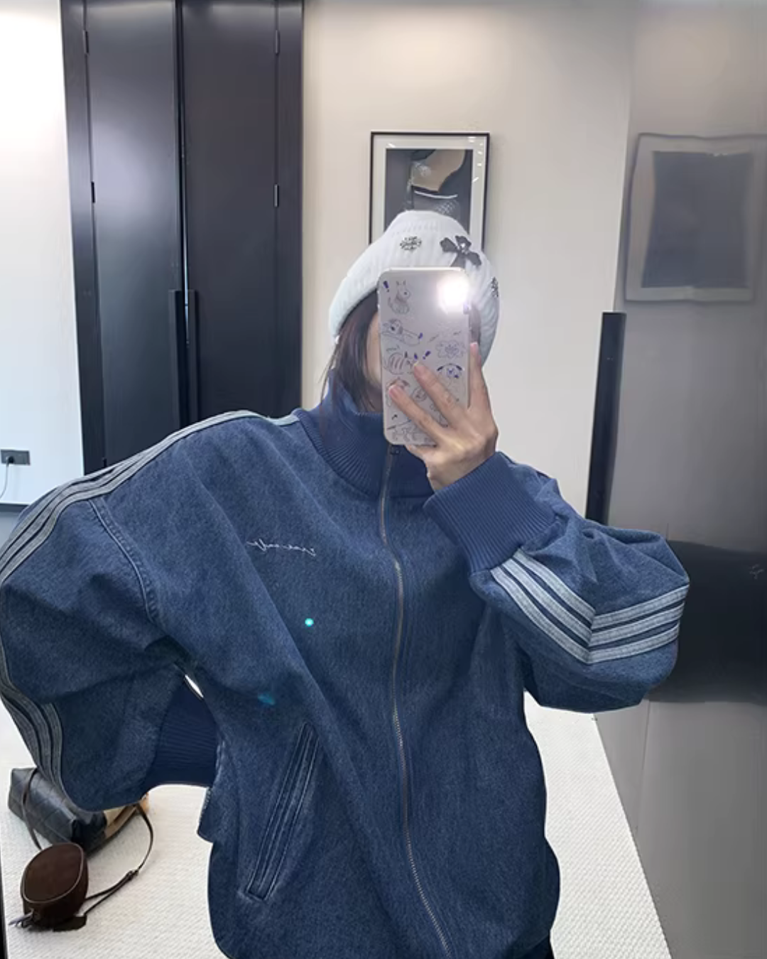 Sideline Denim Track Jacket YLS1017