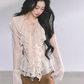 Wool Blazer Jacket/Mini Skirt/Frill Lace Blouse LAS0042