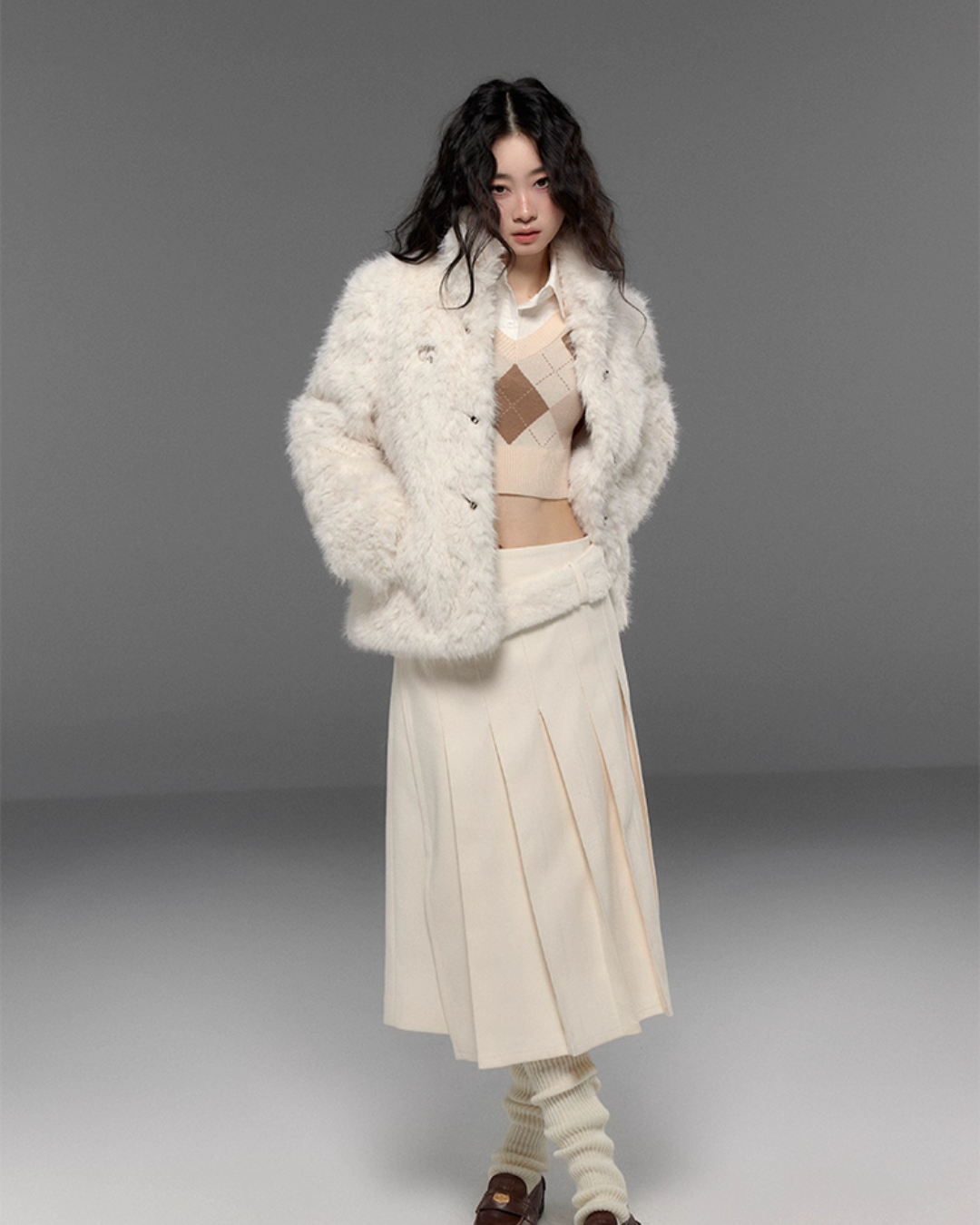 Stand Collar Fluffy Fur Jacket TRK0009