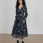 V-Neck Linen Print Elegant Dress VAS0151