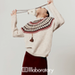 Nordic Crew Neck Knit/Suede Mini Skirt LLA0567