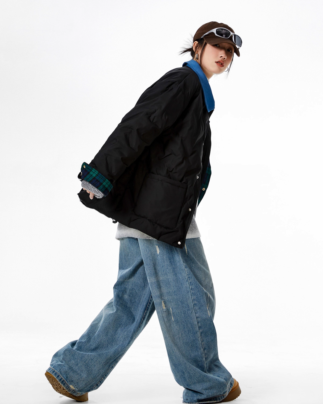 Color Block Collar Down Jacket ICM0108