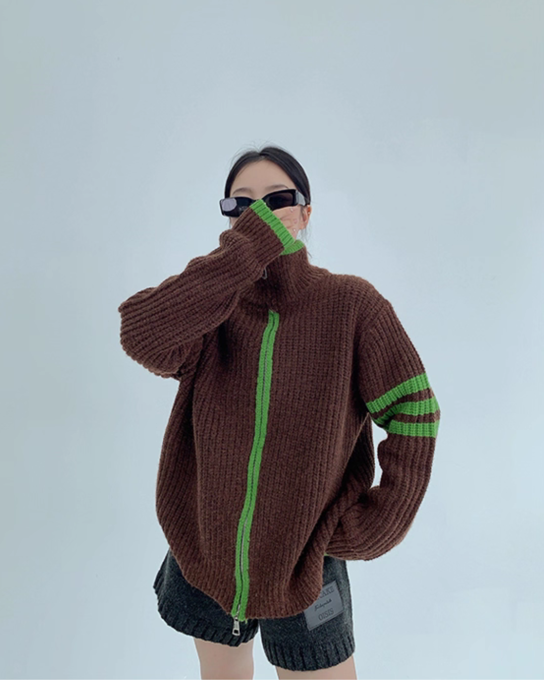 Stand Neck Double Zip Knit YLS0968