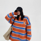 Border Shaggy Knit Tops YLS0713