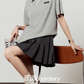 Polo Knit Relax Tops / Stripe Pleated Skirt LLA0490