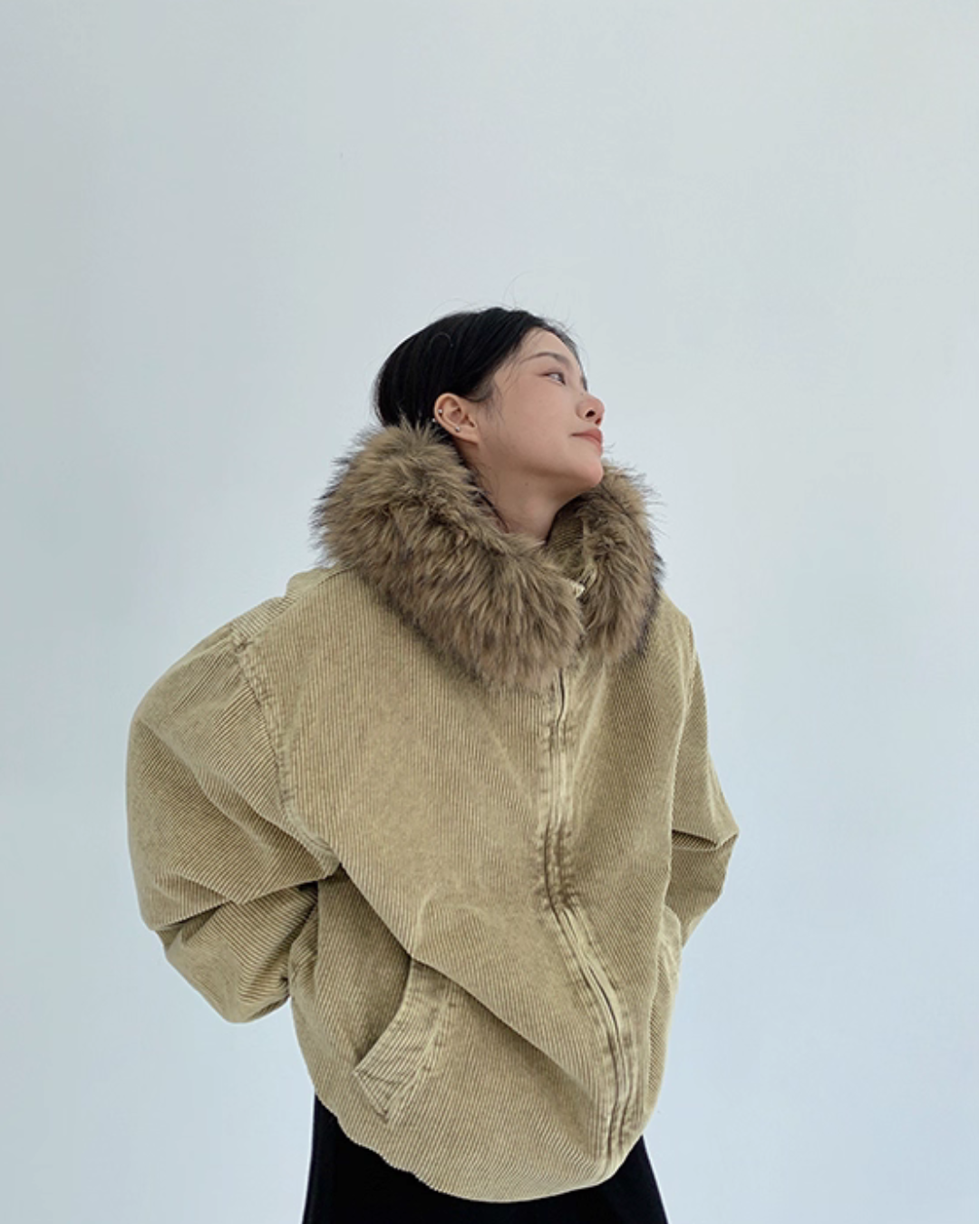 Fur Corduroy Double-Zip Jacket YLS0993