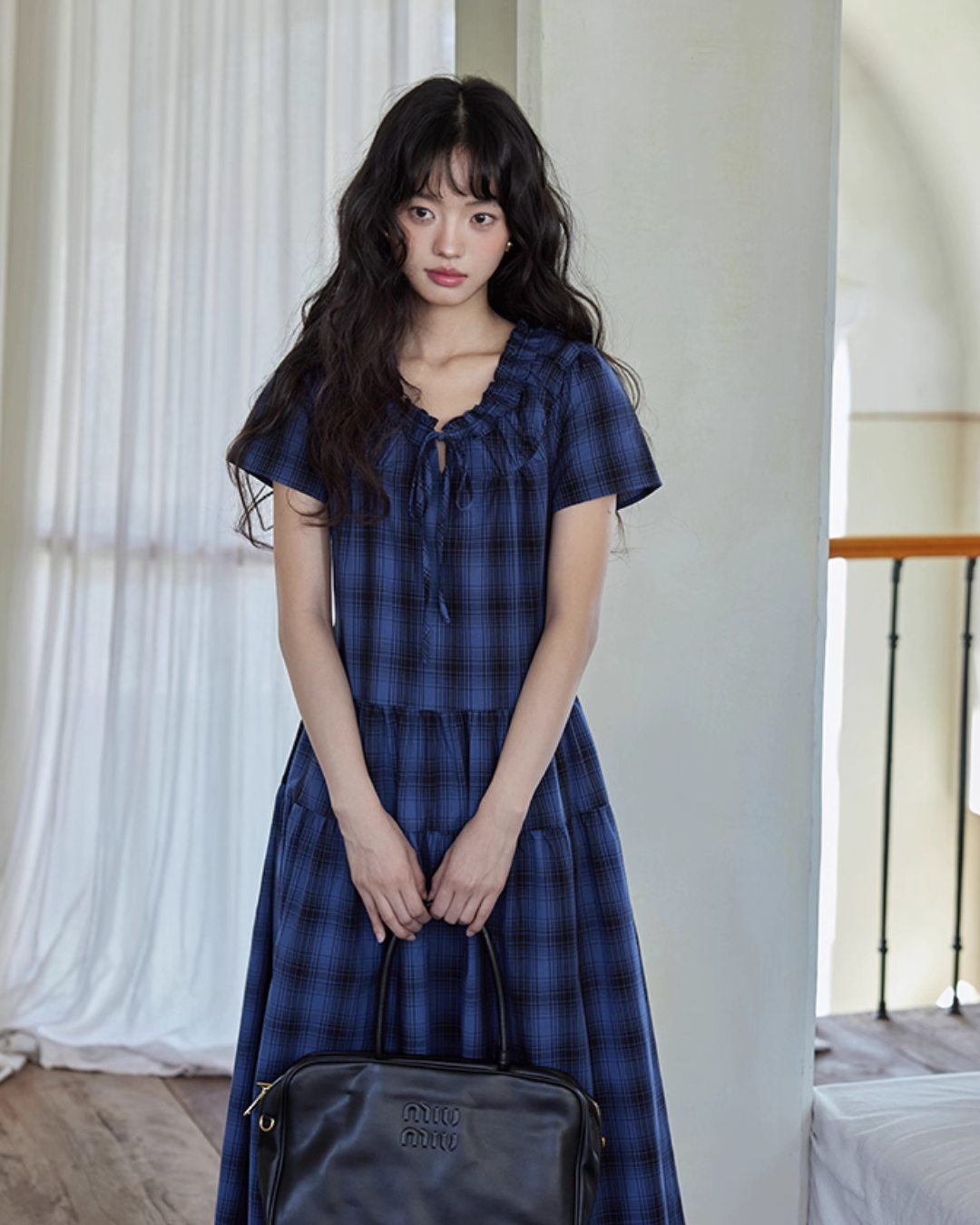 Checkered Long Flare Dress SMS0024