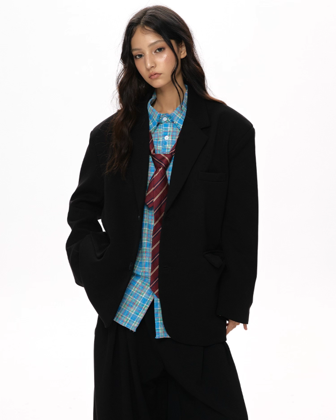Textured Minimalist Blazer / Wide Pants VAT0018