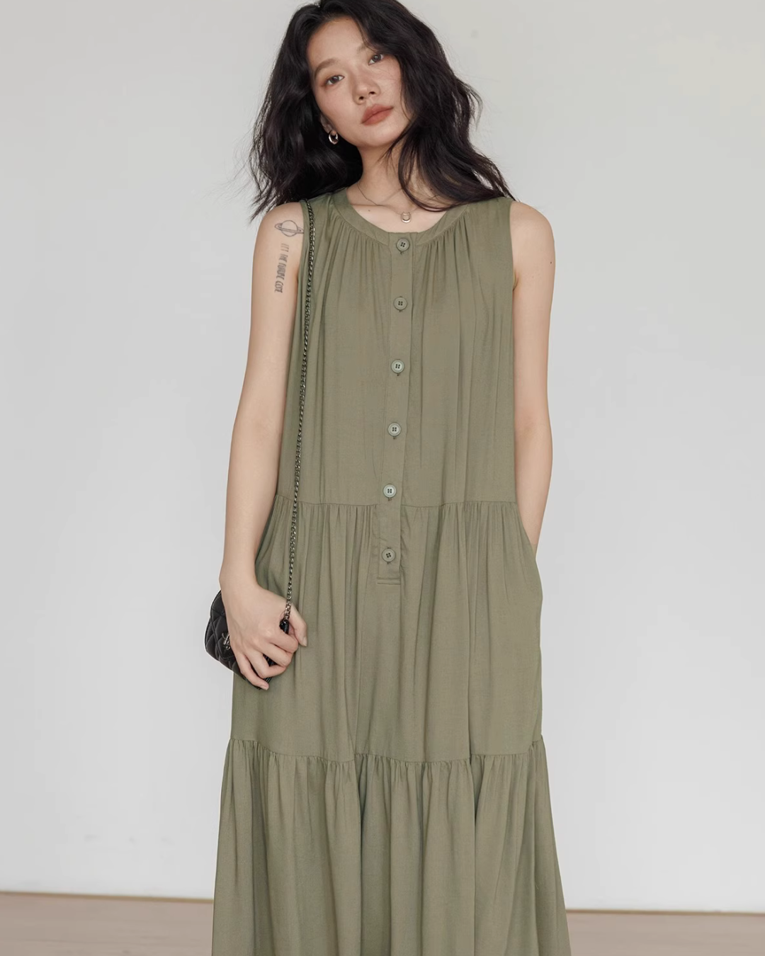 Tiered Gathered Long Dress VAS0119