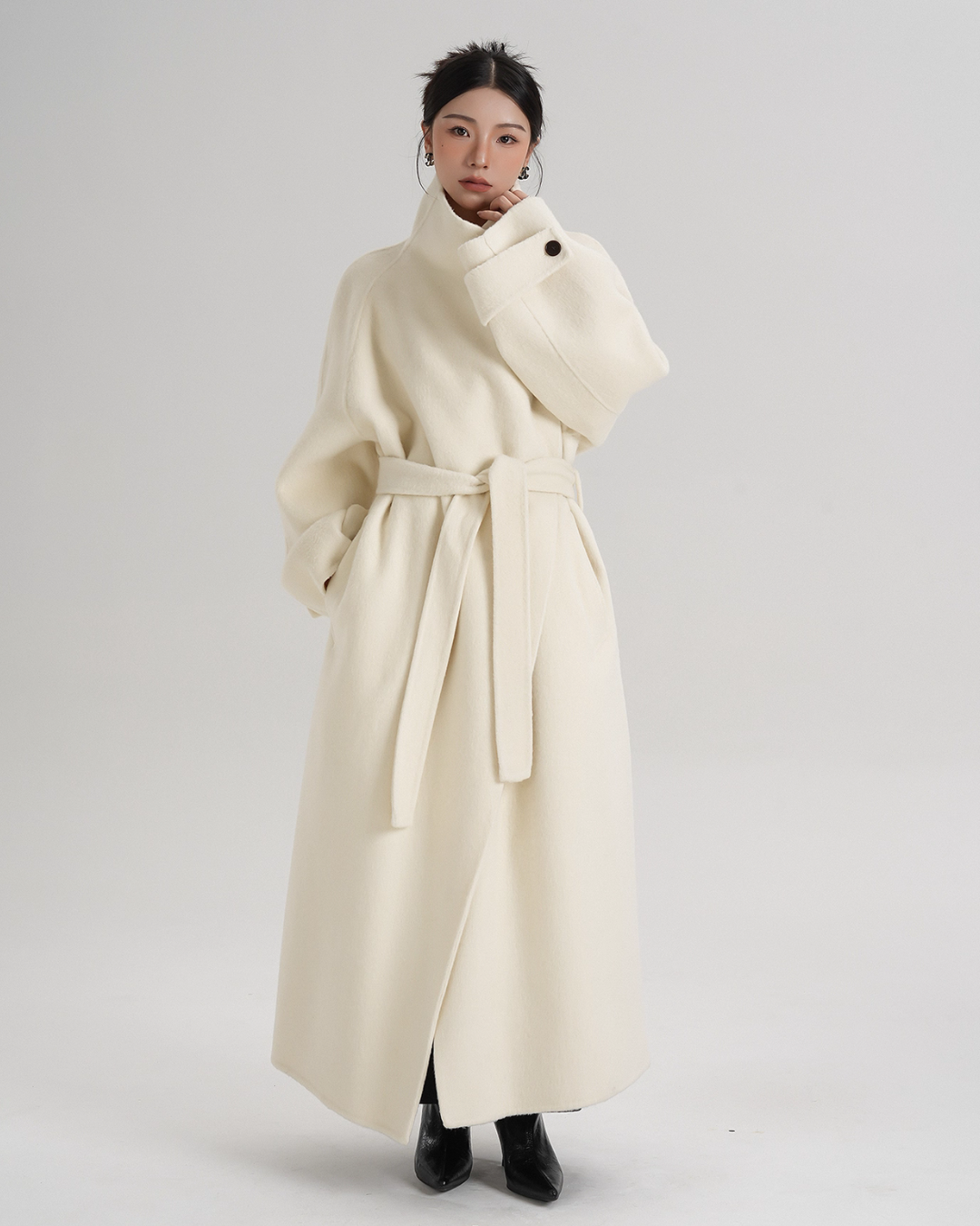 Tie Waist Wool Coat SRS0362