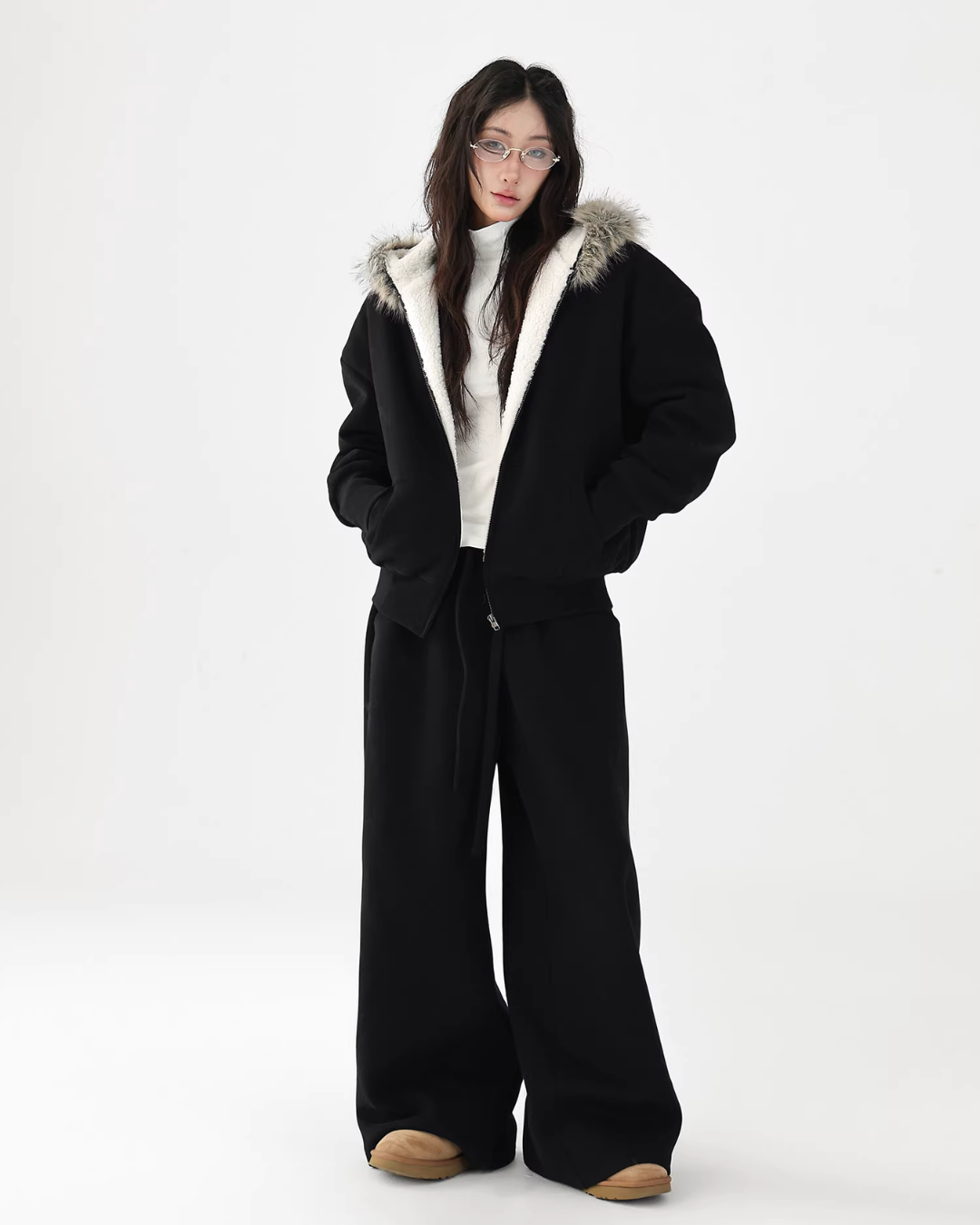 Fur Collar Fleece Hoodie/Casual Pants ACS0349