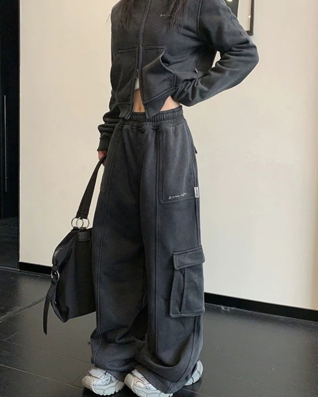 Vintage Double Zipper Jacket / Cargo Track Pants YLS1054