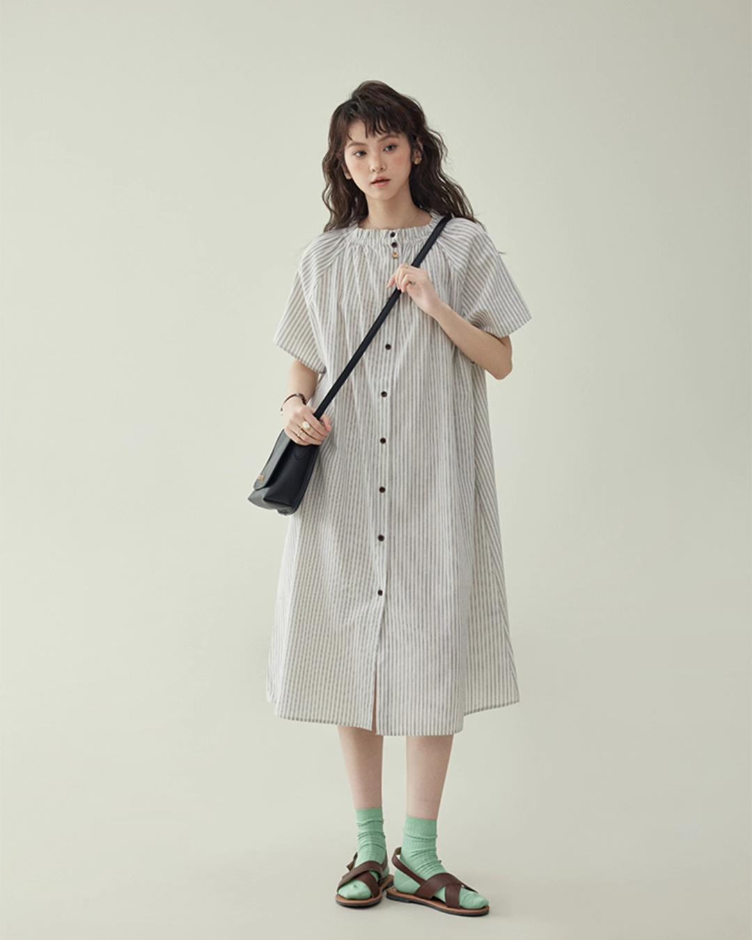 French Striped Shirt Dress  AMU0038
