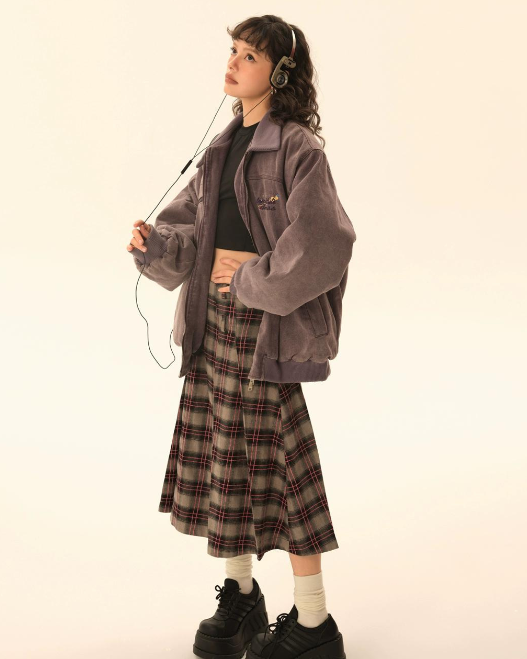 Big Plaid Long Skirt EZK0037