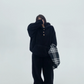 Fluffy Half Button Pullover Hoodie / Wide Pants YLS0707