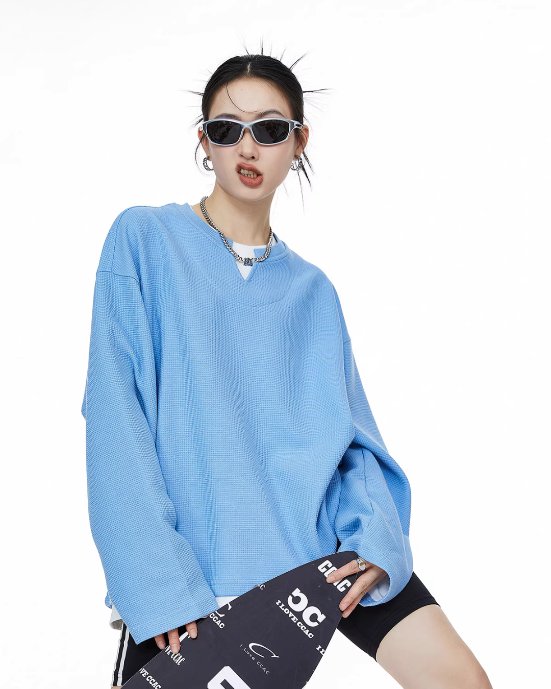 Henry Neck Long Sleeve Top ICM0078