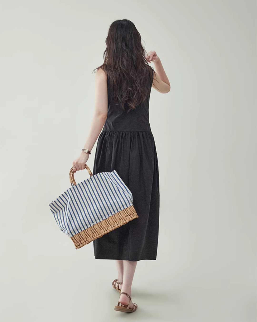 Black Waist Belt Sleeveless Dress AMU0029