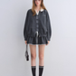 Lace Collar Zip Jacket / Flared Mini Skirt ASG0084