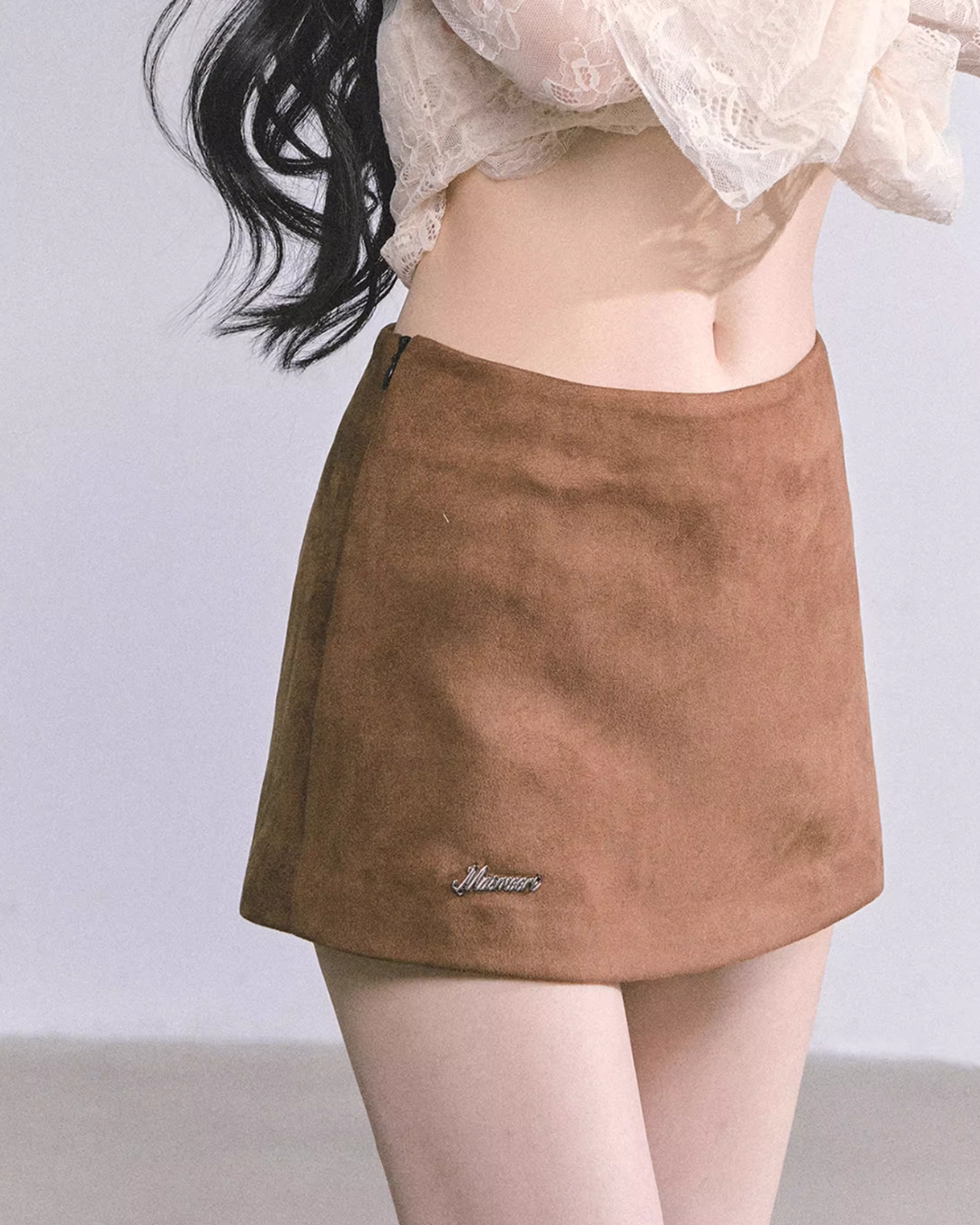 Wool Blazer Jacket/Mini Skirt/Frill Lace Blouse LAS0042