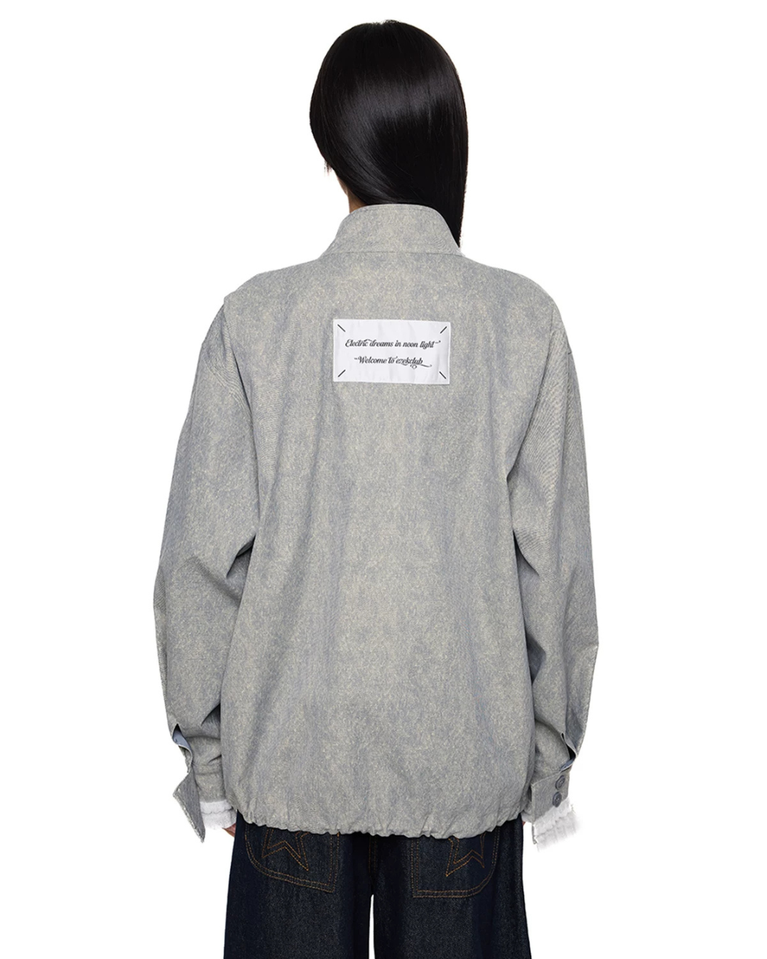Drawstring Stand Collar Lace Jacket EZK0105