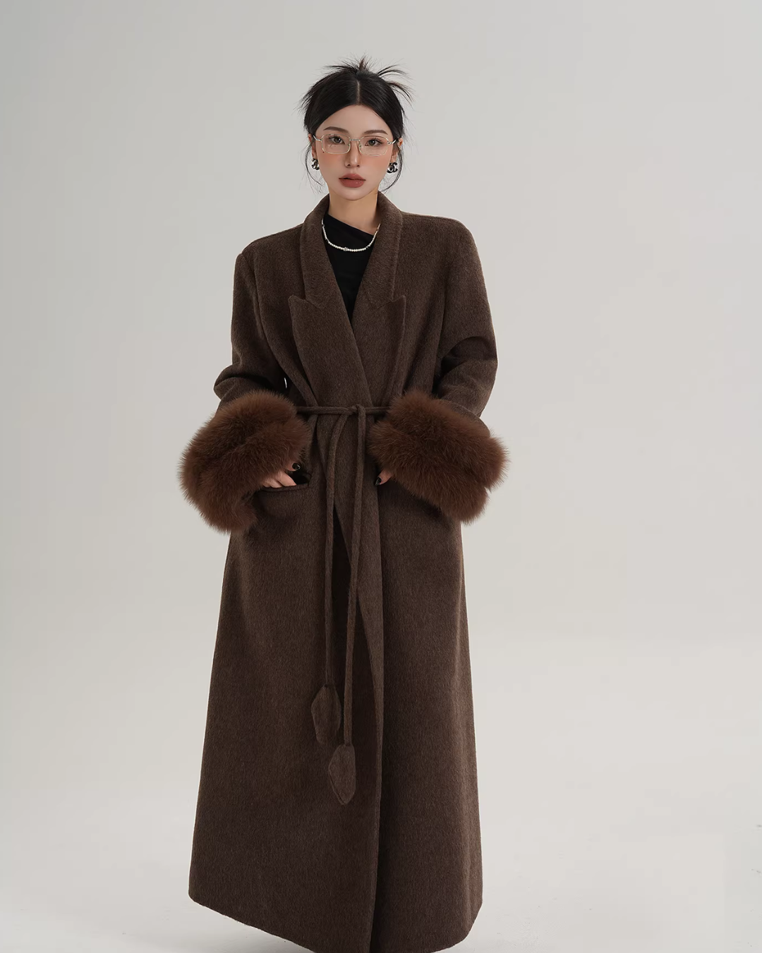 Fur Cuff Long Coat SRS0403