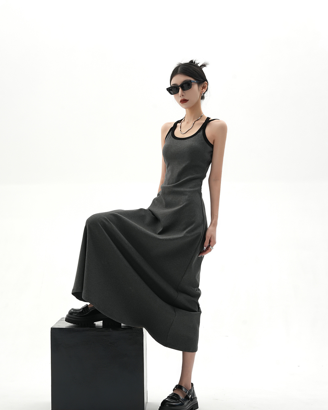 Street Slim Black Camisole Dress SRS0001