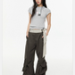 Gingham Sash Belt Wide Cargo Pants EZK0104