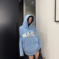 Oversize Retro Embroidered Denim Hoodie YLS1077