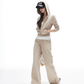 Khaki Slim Short Hoodie / Low-Waist Sweatpants IMX0009