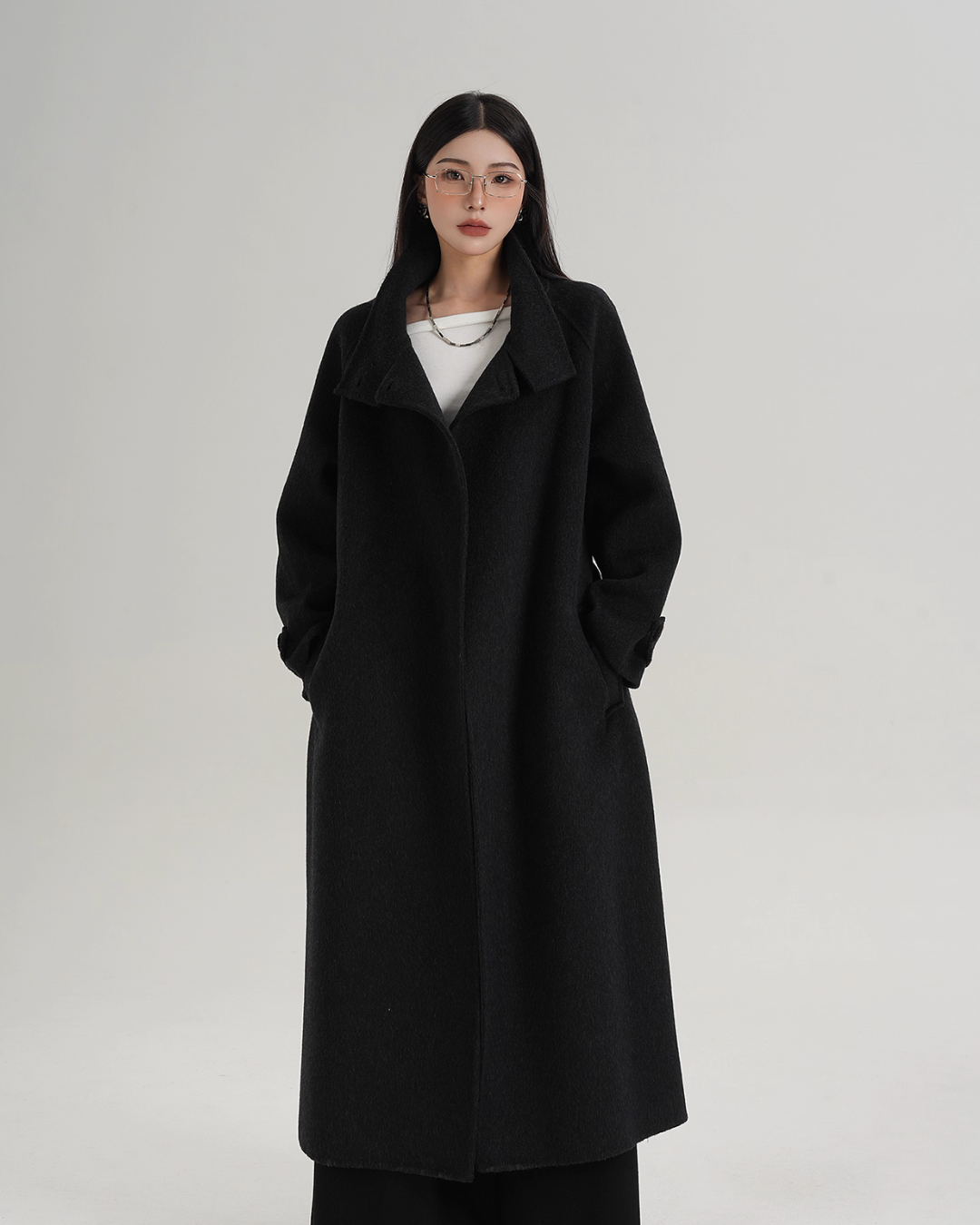 Stand Collar Paid Long Coat SRS0391