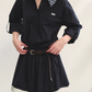 Plaid Lapel Black Dress ASG0067