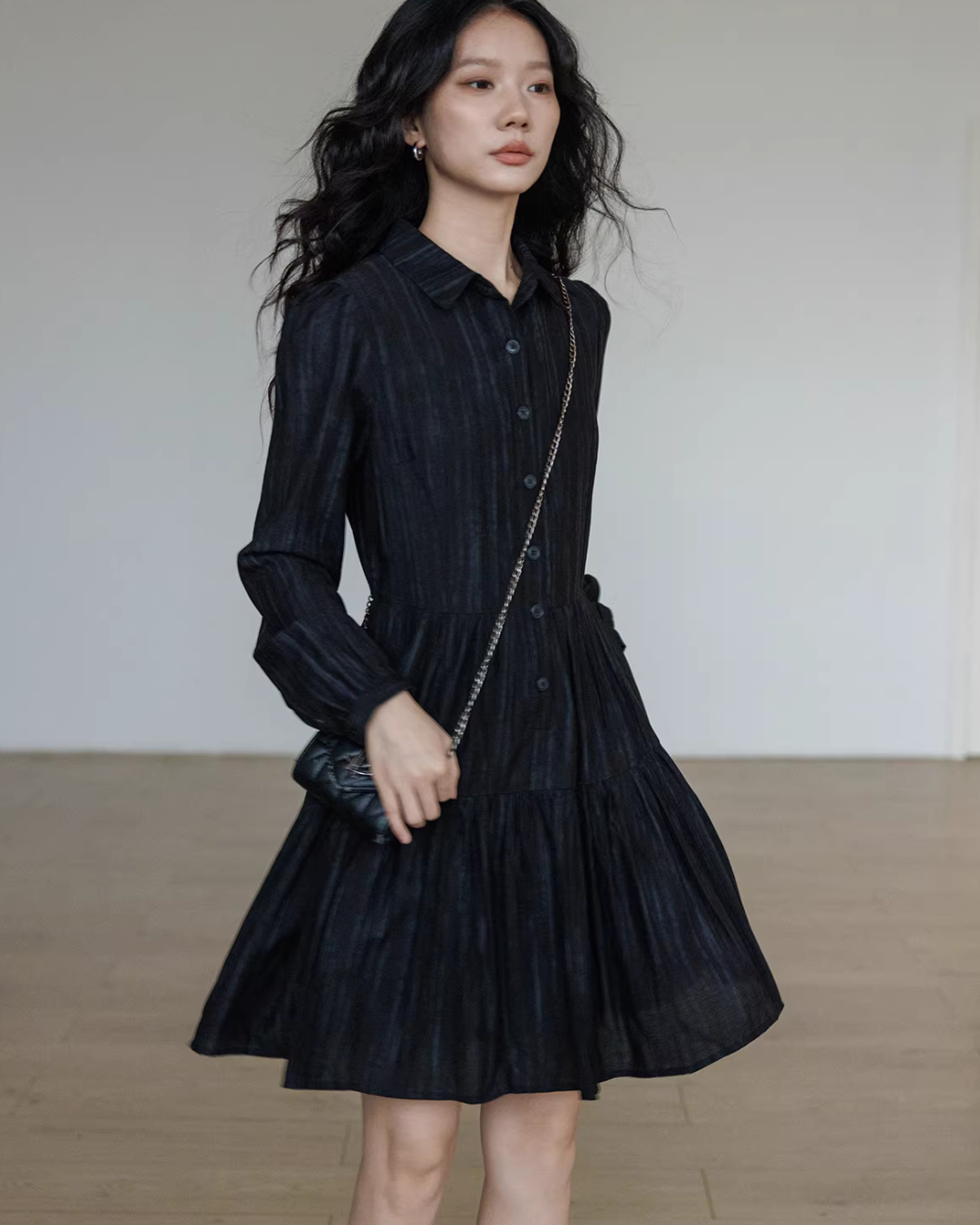 Polo Collar Long-Sleeve Dress VAS0190
