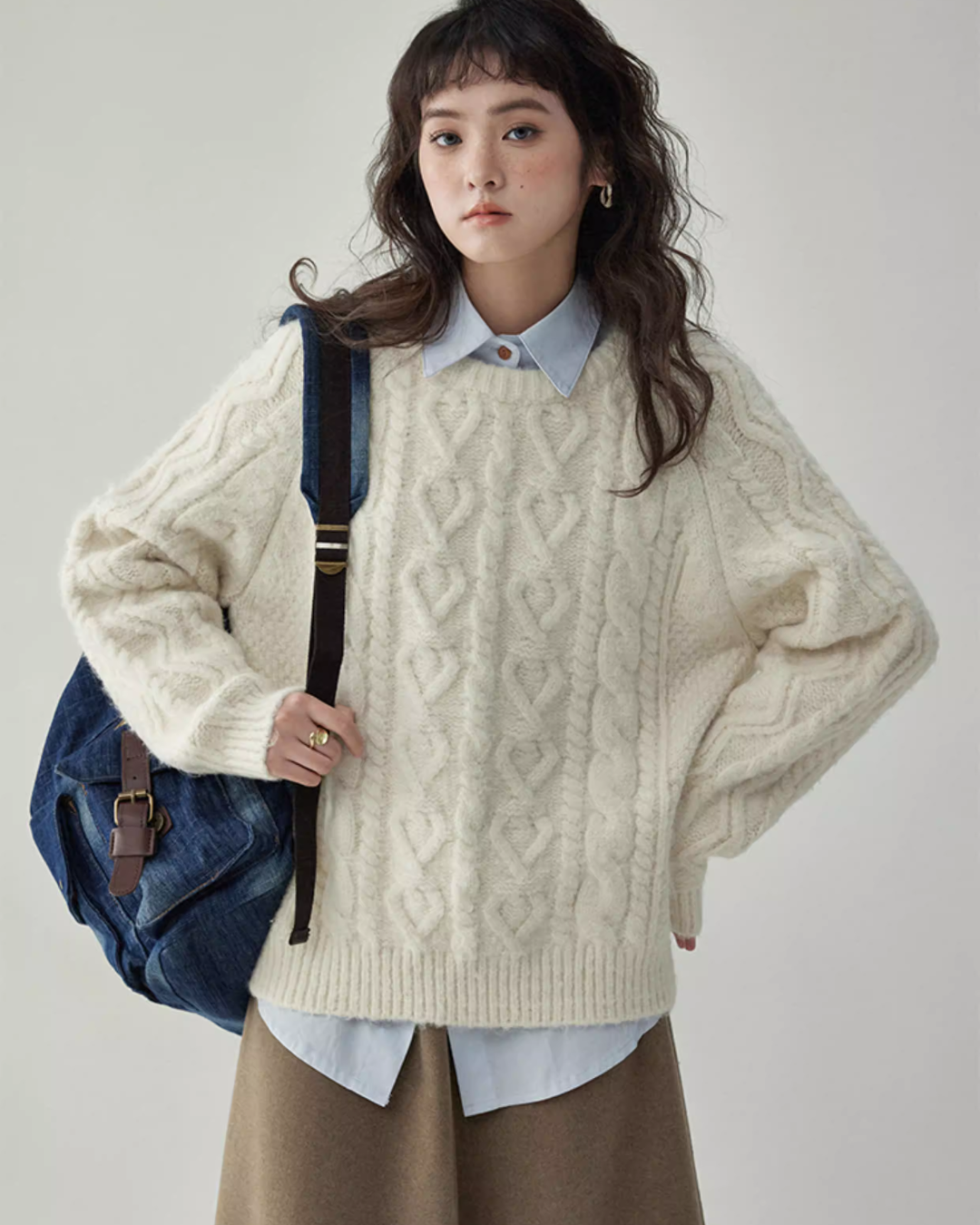 Round Neck Cable Knit Top AMU0042