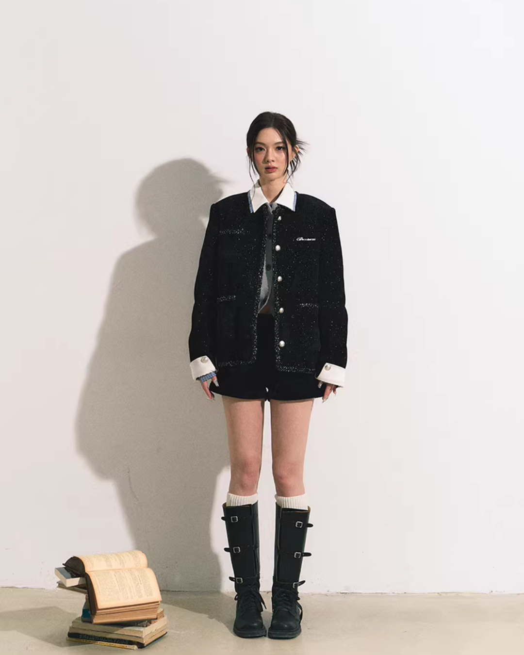 Silver Button Tweed Jacket RCR0011