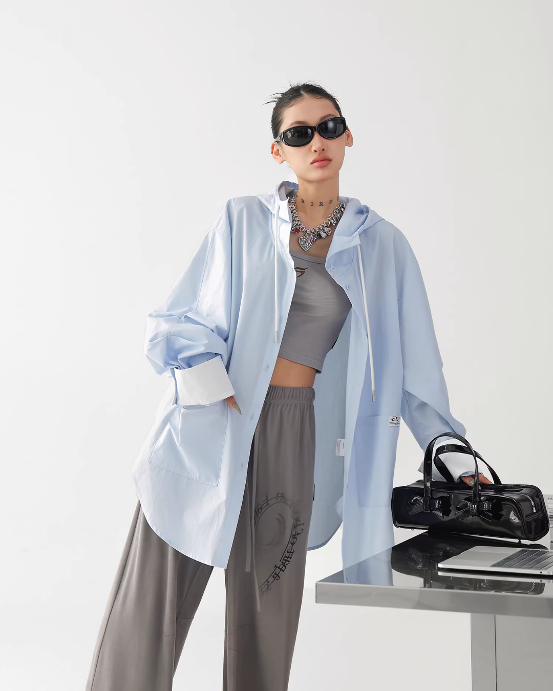 Stripe Hooded Shirt ACS0363