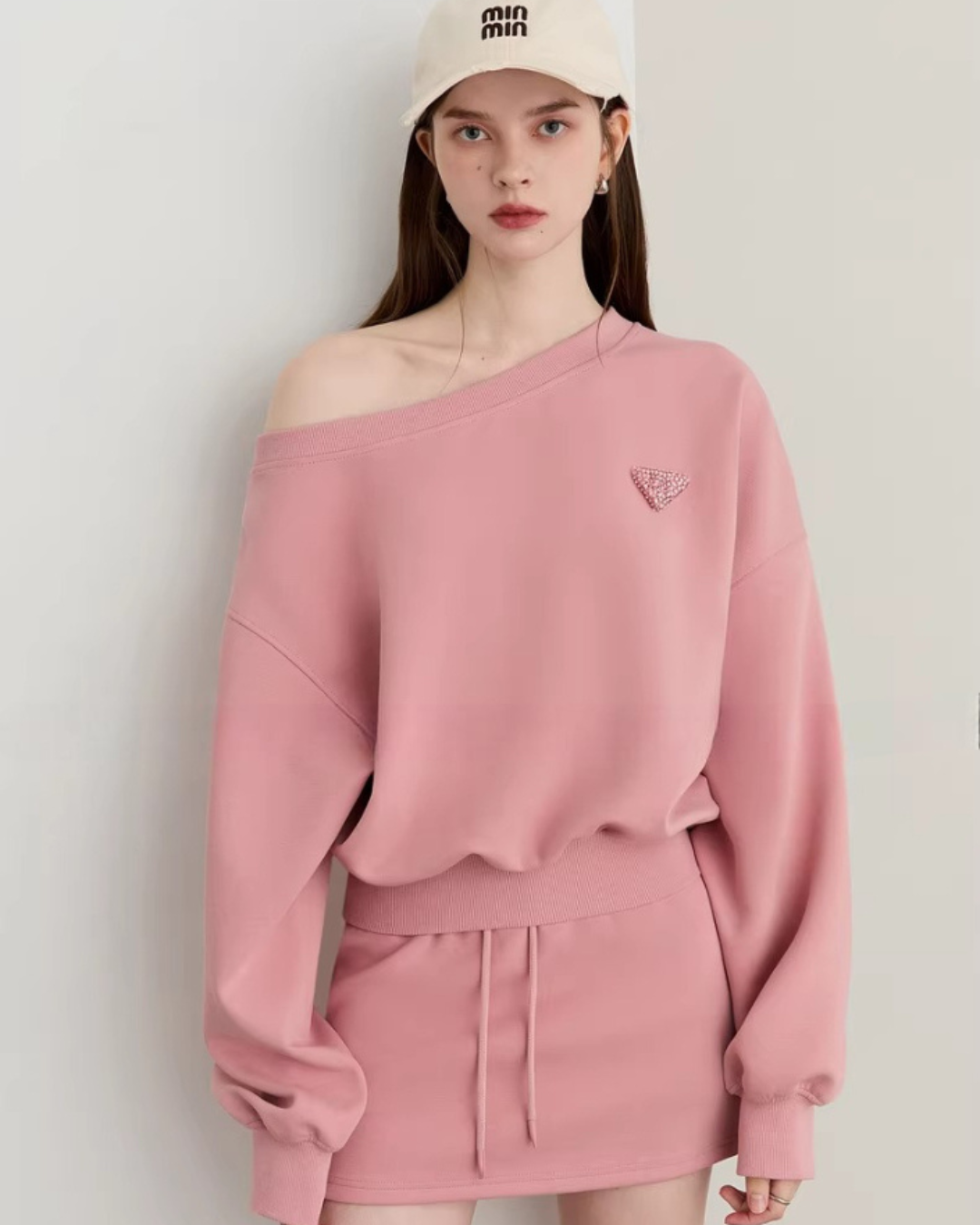 One-Shoulder Sweatshirt Top / Mini Skirt DPY0069